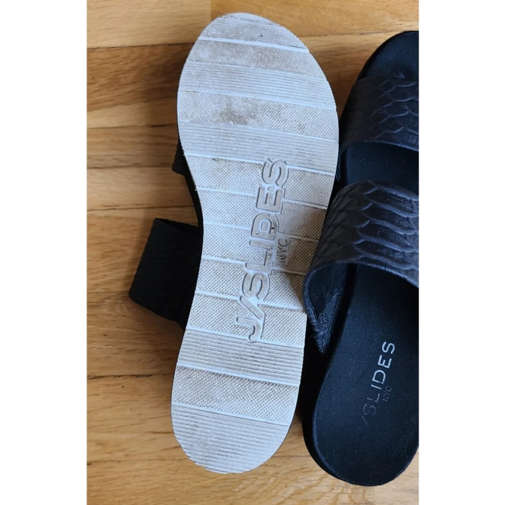 J/Slides Quincy Snake-Embossed Platform Slide Black Size 9 Boho Beach Coastal